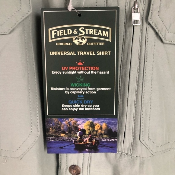 VINTAGE FIELD & STREAM UNIVERSAL TRAVEL SHIT MINT GREEN SIZE XXL NWT - Picture 5 of 10